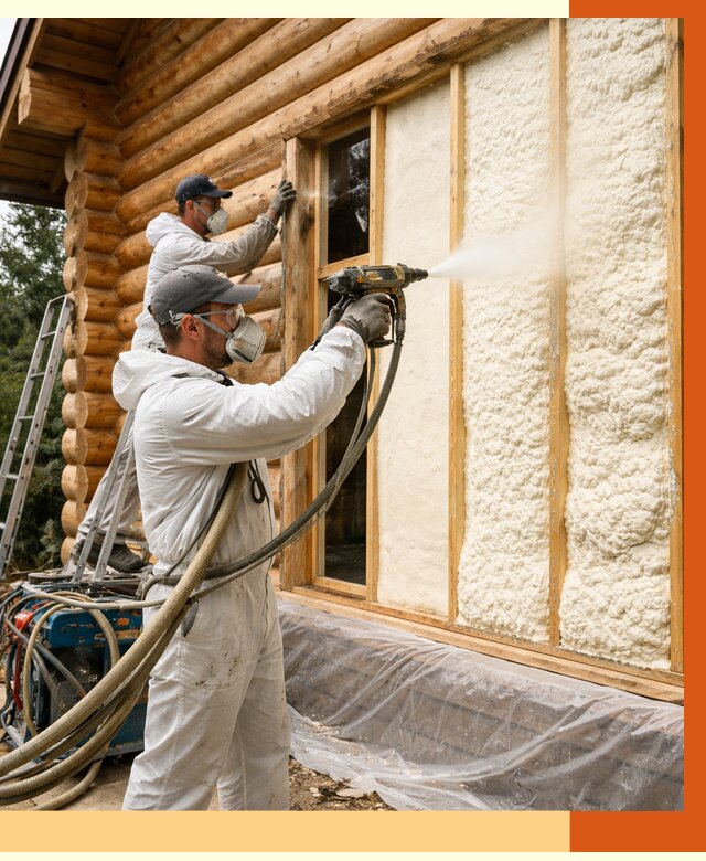 Утепление деревянного дома ППУ в Выксе от 4355 руб/м2 | ТепломастерВкс — под ключ