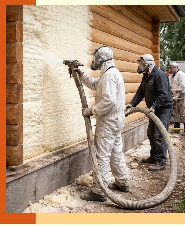 Утепление дома из бруса пенополиуретаном в Выксе