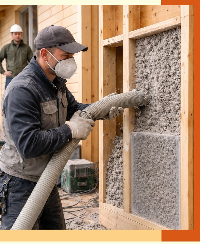 Утепление дома из бруса эковатой в Выксе от 1918 руб/м2 | ТепломастерВкс