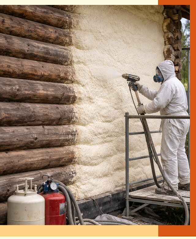 Утепление бревенчатого дома ППУ в Выксе под ключ от 6481 руб. | ТепломастерВкс