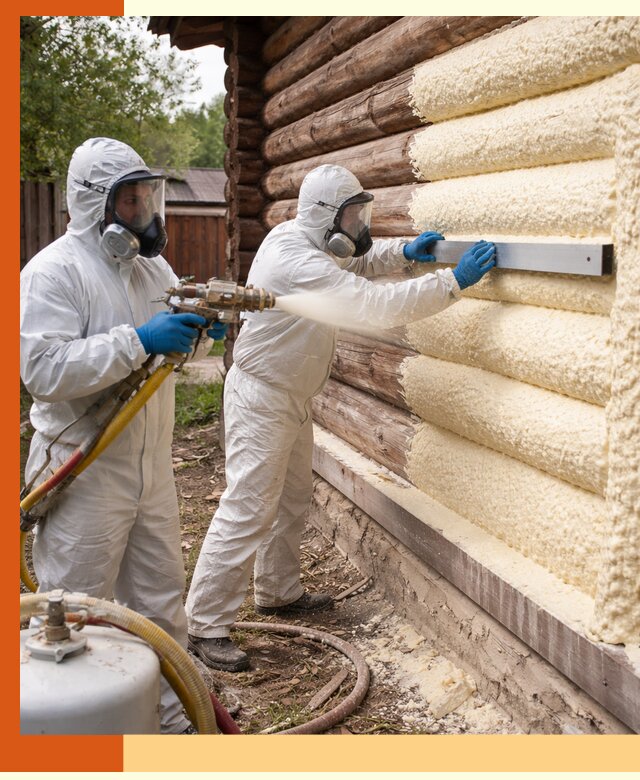 Утепление бревенчатого дома ППУ в Выксе эффективной изоляцией