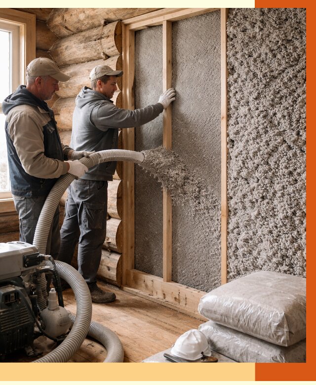 Утепление бревенчатого дома эковатой в Выксе от 2852 руб. | ТепломастерВкс