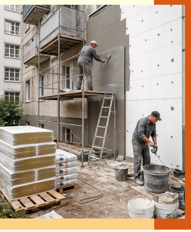 Утепление квартиры снаружи в Выксе от 6378 руб/м2 под ключ | ТепломастерВкс