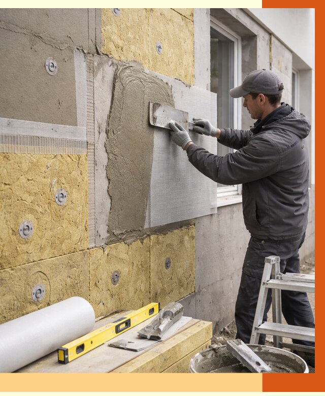 Утепление фасада под штукатурку в Выксе от 4355 руб/м2 — монтаж пенопластом и минватой | ТепломастерВкс