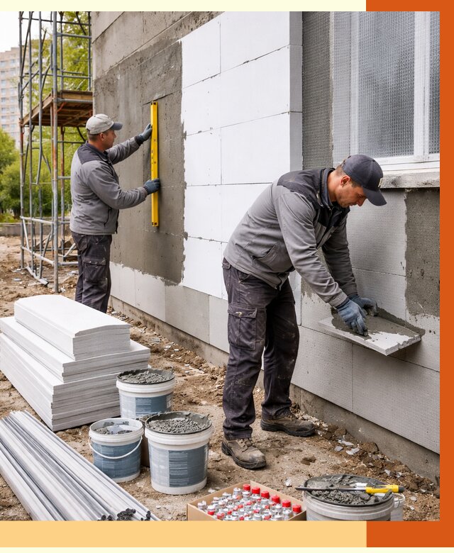 Утепление фасада и стен снаружи в Выксе от 4355 руб. | ТепломастерВкс