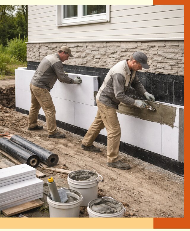 Утепление фундамента снаружи в Выксе от 4355 руб. за м² | ТепломастерВкс