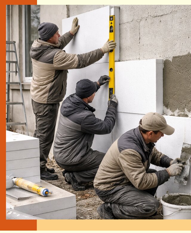 Утепление пенопластом наружных стен и фасадов в Выксе