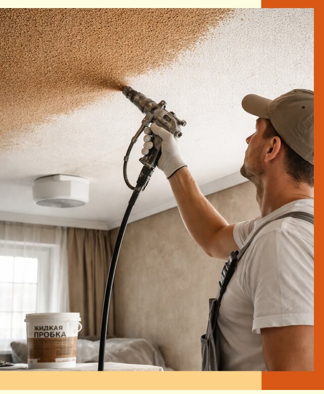 Утепление потолка жидкой пробкой в Выксе от 3630 руб. | ТепломастерВкс