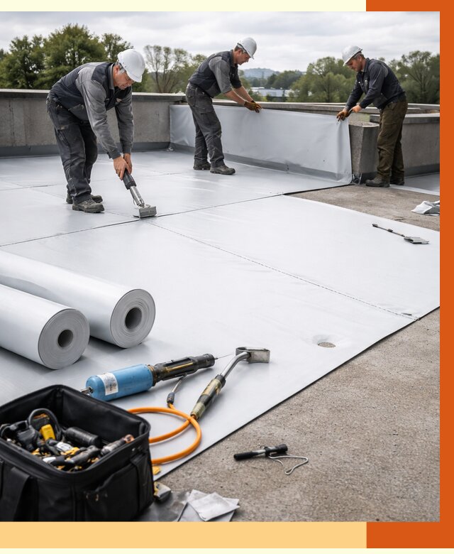 Гидроизоляция мембранной кровли в Выксе от 7778 руб./м² — профессионально | ТепломастерВкс