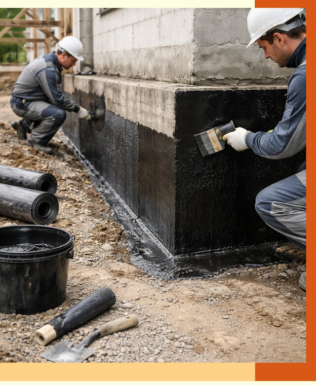 Гидроизоляция фундамента в Выксе от 1296 руб. — профессионально, под ключ | ТепломастерВкс