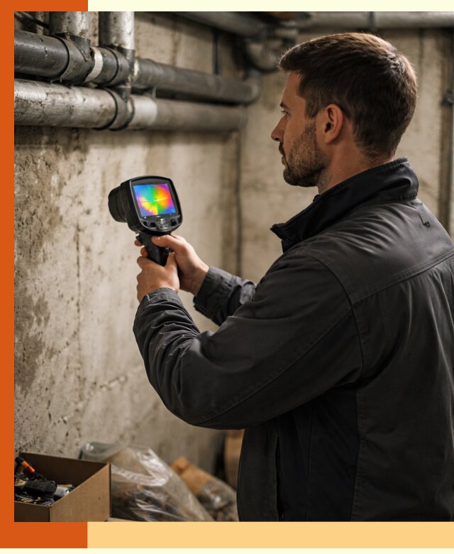Тепловизионное обследование подвала в Выксе для поиска утечек тепла