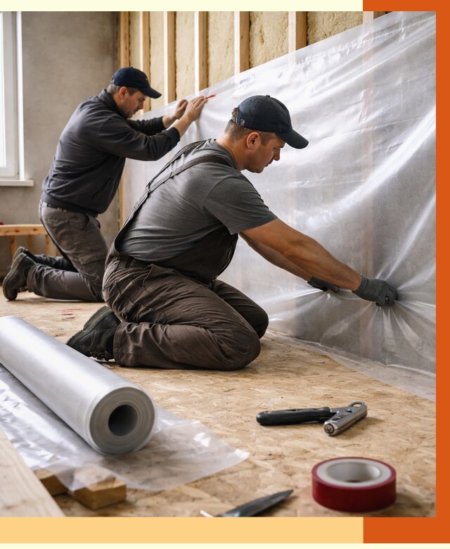 Монтаж пароизоляции в Выксе от 2593 руб. — установка и укладка под ключ | ТепломастерВкс