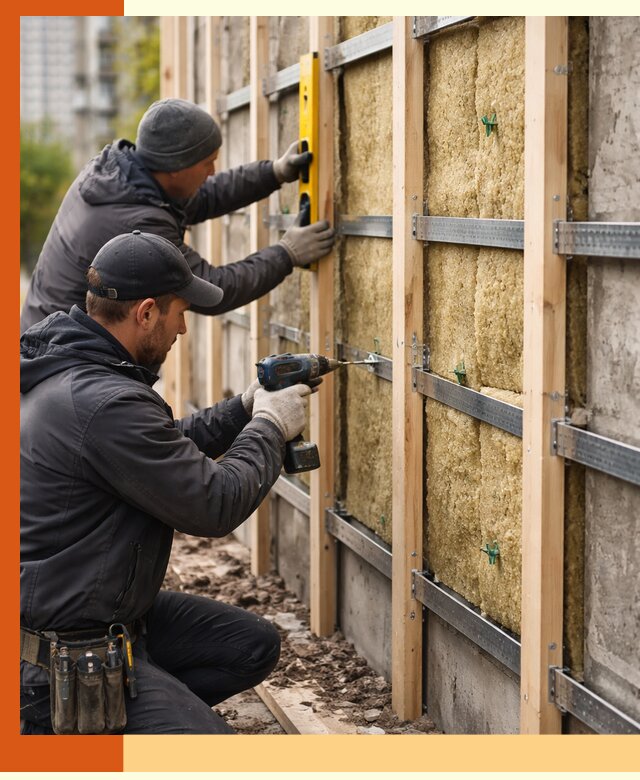 Монтаж обрешетки под утепление зданий и квартир в Выксе